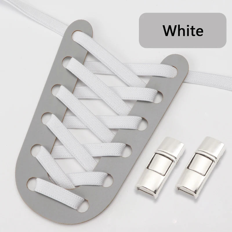 Elastic Laces Sneakers Press Lock Shoelaces Without Ties 8MM Wide Flats No Tie Shoe Laces Kids Adult Sports Running Shoelace NEW