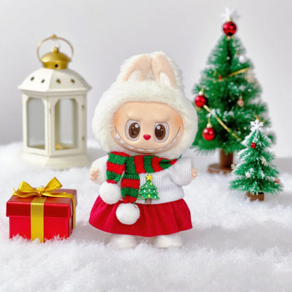 2025 NEW For 17cm Labubu Doll Christmas Clothes Christmas Red Deer Theme Set Labubu Accessories unique Christmas Gift