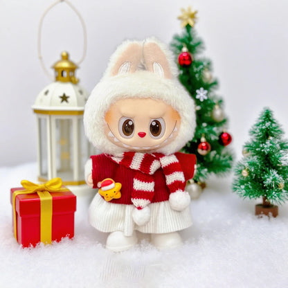 2025 NEW For 17cm Labubu Doll Christmas Clothes Christmas Red Deer Theme Set Labubu Accessories unique Christmas Gift