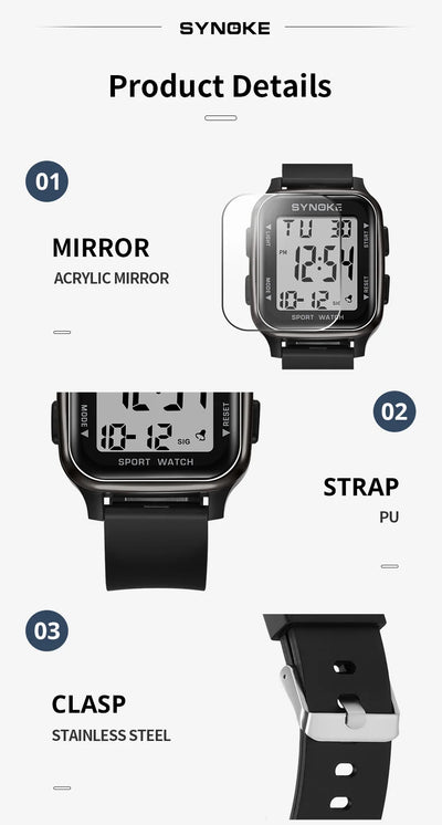 SYNOKE Military Digital Watch Waterproof Sports Design - Smarsty