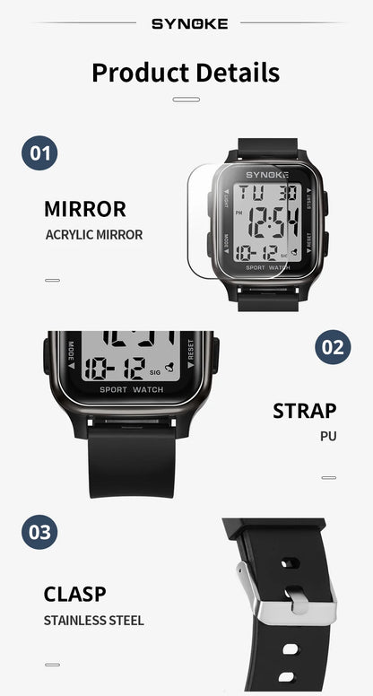 SYNOKE Military Digital Watch Waterproof Sports Design - Smarsty