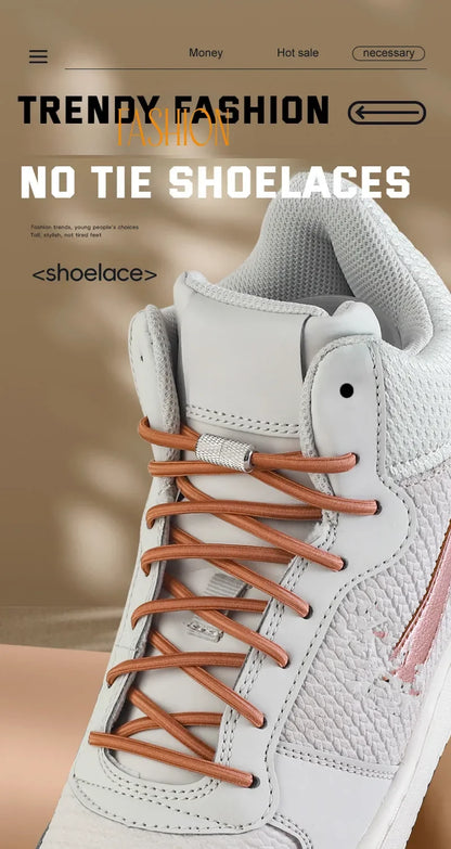 New Elastic Laces Sneakers Tennis Round Shoe laces Without ties Kids Adult No Tie Shoelace Rubber Bands Shoe Accessories - Smarsty
