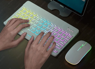 Wireless Tablet Keyboard with Rainbow Backlit for iPad - Smarsty