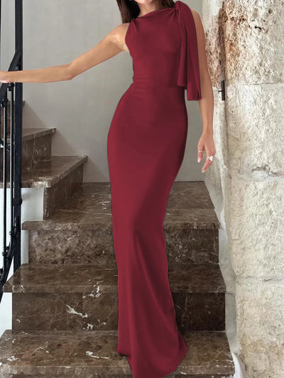 Hugcitar Fashion Solid O Neck Sleeveless Patchwork Sexy Bodycon Maxi Prom Dress Summer Women Clothes Party Festival Club Y2K - Smarsty