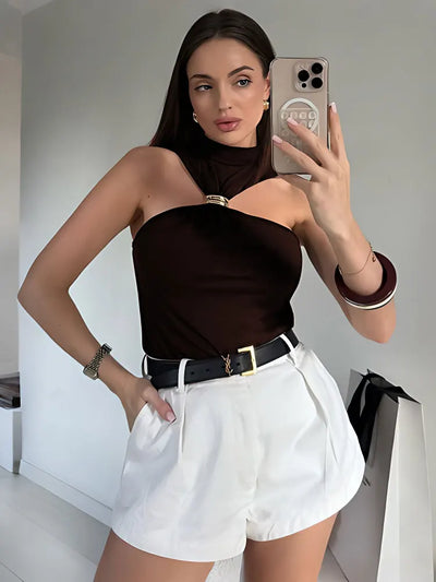 Tossy Summer Fashion Sexy Tank Top Pullover For Women Slim Off-Shoulder Patchwork Strapless Y2k Vest Top Female Cropped Top 2025 - Smarsty
