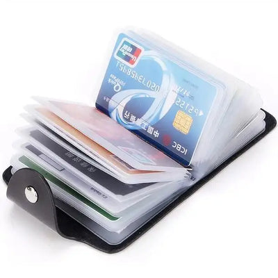 24 Bits Credit Card Holder Business Bank Card Pocket PU Large Capacity Card Cash Storage Clip Organizer Case ID Holder Pouch - Smarsty