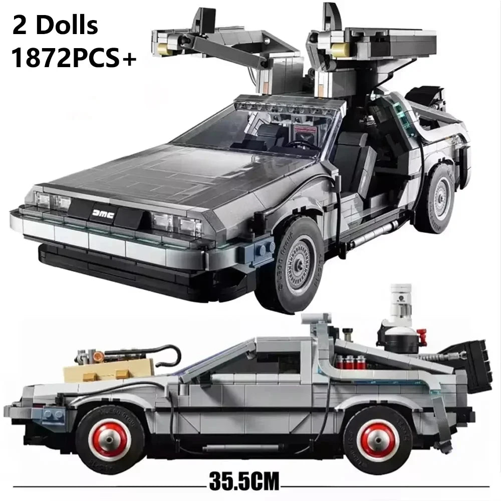 New Back to the Future Time Machine Creative building block technology car building block construction toy children's gift