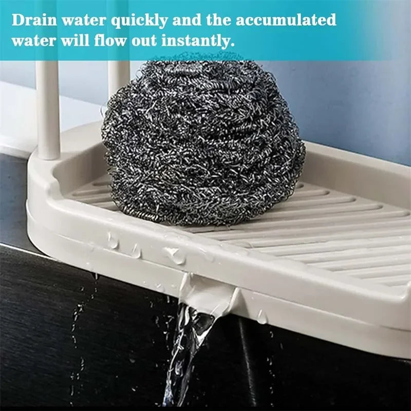 Kitchen Rag Drain Stand Kitchen Accessories Sink Drainage Shelf Sink Drain Storage Basket for Sponge Rag Wire Ball