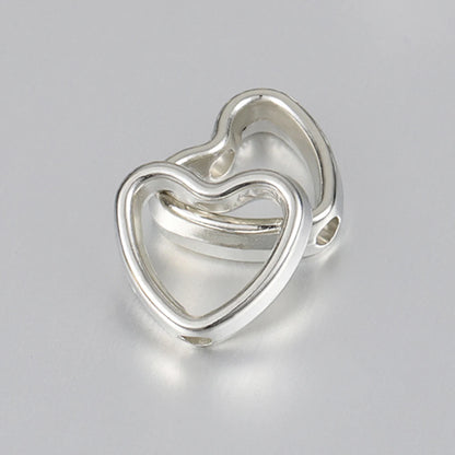 50pcs Heart Frame Beads Double Hole Spacers for Jewelry Making - Smarsty