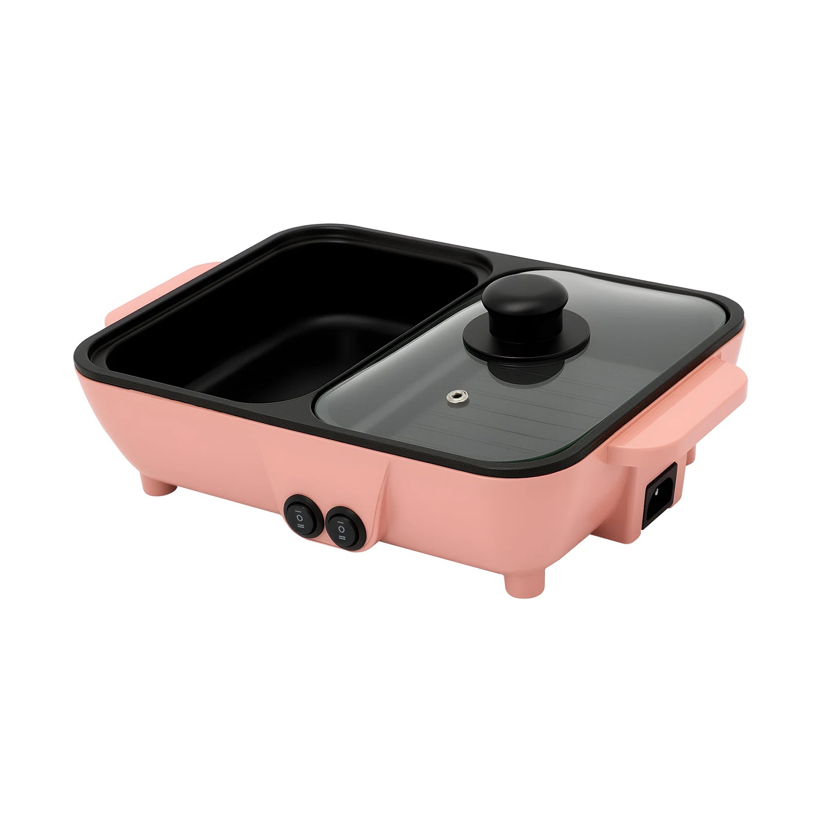 2-in-1 Electric Hot Pot with Griddle Tabletop Non-stick Pan Vegetable Grill Cooker BBQ Shabu Pot Household Noodles Cooking Pot