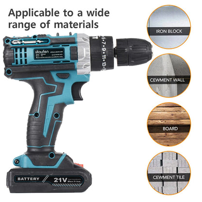 Multifunctional 21V rechargeable impact drill lithium battery cross-border flashlight gun drill electric screwdriver electric dr