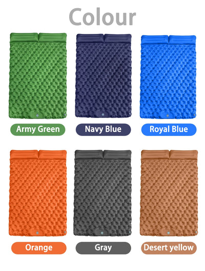 Outdoor Camping Double Inflatable Mattress Extra Wide Sleeping Pad Ultralight Folding Bed Sleeping Mat Car Travel Mat by Smarsty