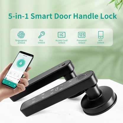 Tuya 5-in-1 Smart Door Lock with Fingerprint Access - Smarsty