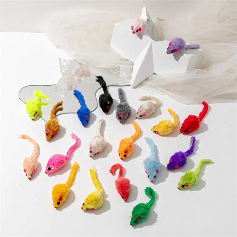 Rainbow Feather Mouse Toy for Cats with Rabbit Fur - Smarsty