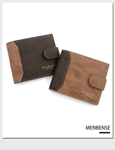 Men's Wallet with Hasp Business Card Holder Case Male Short Purse PU Leather Money Bag for Men Credit Card Wallets - Smarsty