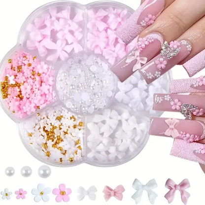 500PCS 3D Nail Art Decoration Kit with Colorful Resin Bows - Smarsty