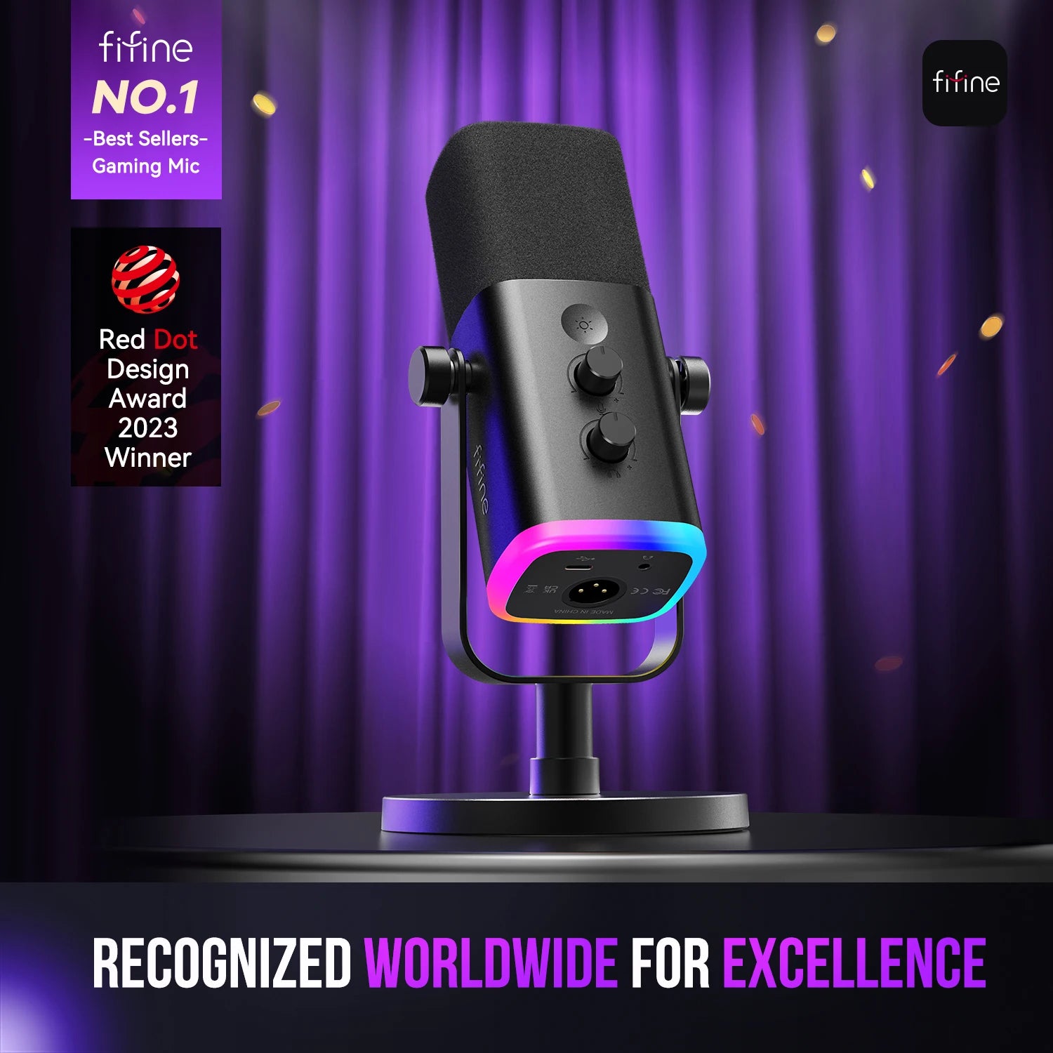 FIFINE USB XLR Dynamic Microphone with Touch Mute Feature - Smarsty