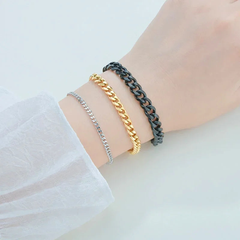 Stainless Steel Cuban Chain Bracelet Unisex Fashion Wristband - Smarsty