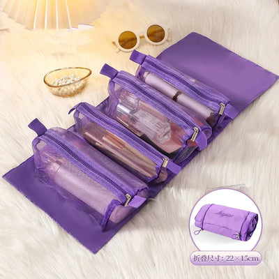 Detachable Cosmetic Bag Portable Large Capacity 4 in 1 Makeup Bags Portable Folding Travel Cosmetics Storage Toiletry Bag - Smarsty