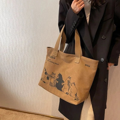 Womens Canvas Tote Bag Durable Spacious Zipper Closure - Smarsty