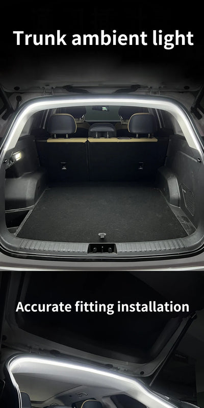 Car high brightness trunk lighting ambient light interior decoration LED wiring free automatic sensing tailgate light strip - Smarsty