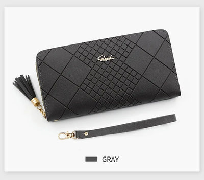 Zipper Money Coin Purse Women Card Holder Long PU Leather Clutch Wallet Large Capacity Lady Wristlet Phone HandBags Money Pocket - Smarsty