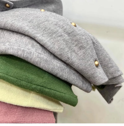 AOSSVIAO Long Sleeve Sweaters Cardigan Spring Autumn Women O-Neck Knitwear Tops Clothing Fashion Basic Tops - Smarsty