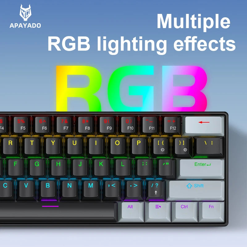 Compact 60 Percent Mechanical Keyboard RGB Wired Gaming