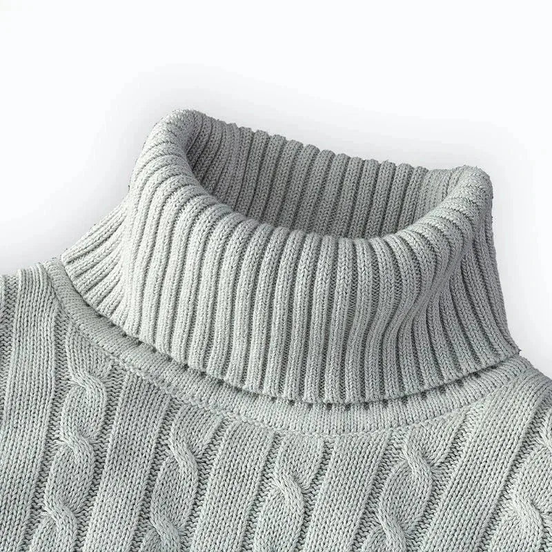 Autumn Men's Long Sleeve Knitted Sweaters Men's Slim Fit Turtleneck Sweater Casual Pullover Sweater Lightweight Ribbed Sweater - Smarsty