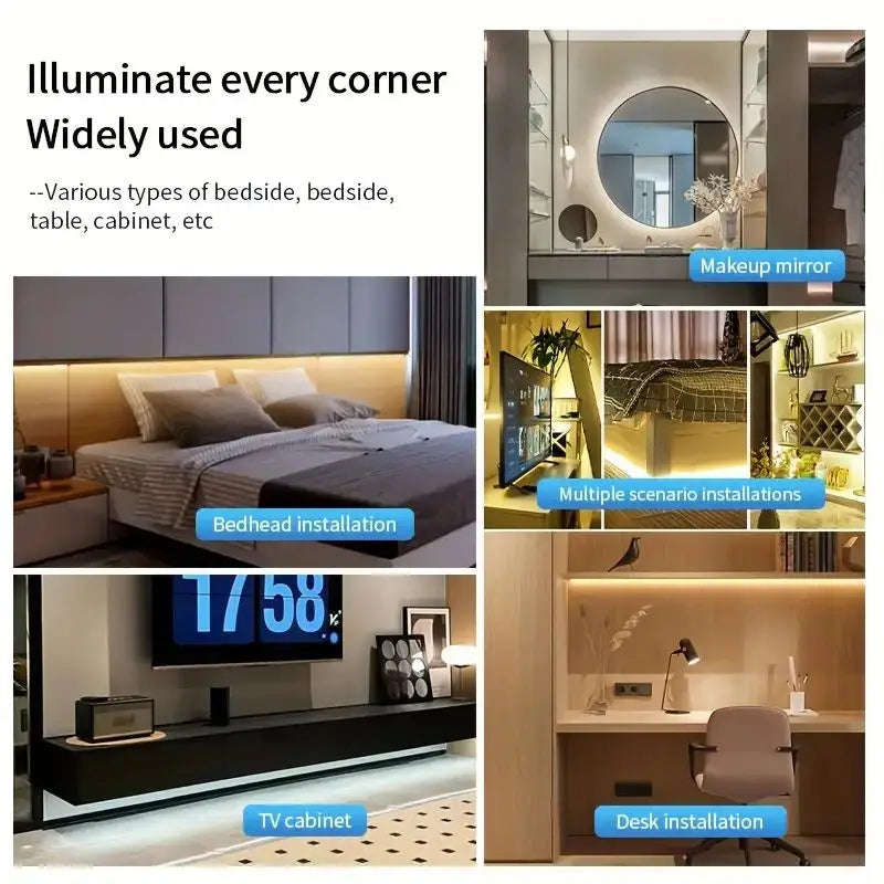 LED COB Light Strip Touch Dimmer Flexible Diode Tape 5V USB Linear Indoor Lighting Lamp Room DIY TV Mirror Backlight Wall Decor - Smarsty
