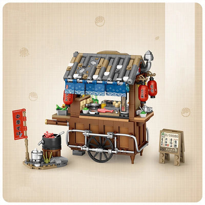 Street View Series Building blocks Izakaya Shaved Ice Shop Takoyaki Shop Coffee shop Panda Tea House model children's gift by Smarsty