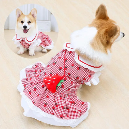 Cute Strawberry Dress for Dogs Summer Apparel - Smarsty