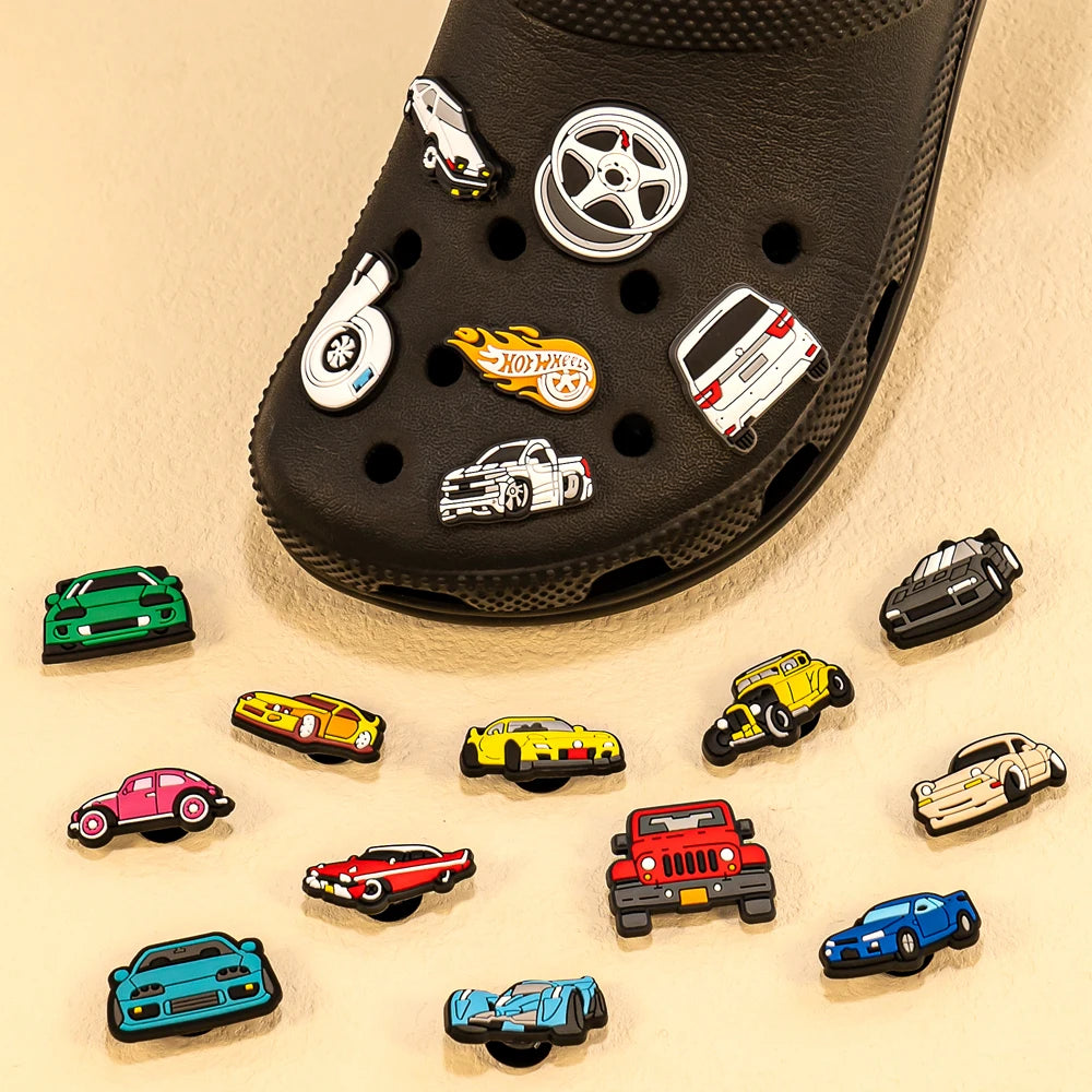 1-20pcs Car Shoe Charms Cool Vehicle Shoe Accessories Cartoon Decorations Pins for Men Boys Kids DIY Clog Buckle Garden Sandal