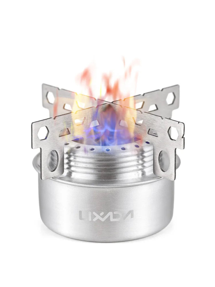 Outdoor Mini Alcohol Stove Aluminum Alloy Alcohol Stove with Lid Outdoor Camping Hiking Backpacking Cooking Stove