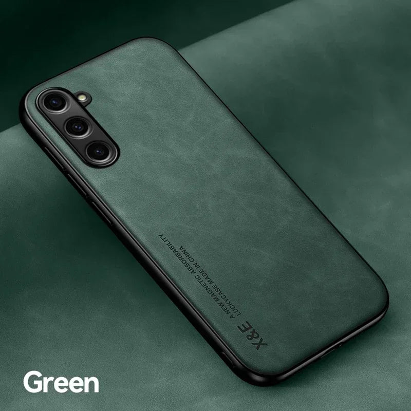 Leather Phone Case With Metal Plate For Car Mount Support - Smarsty