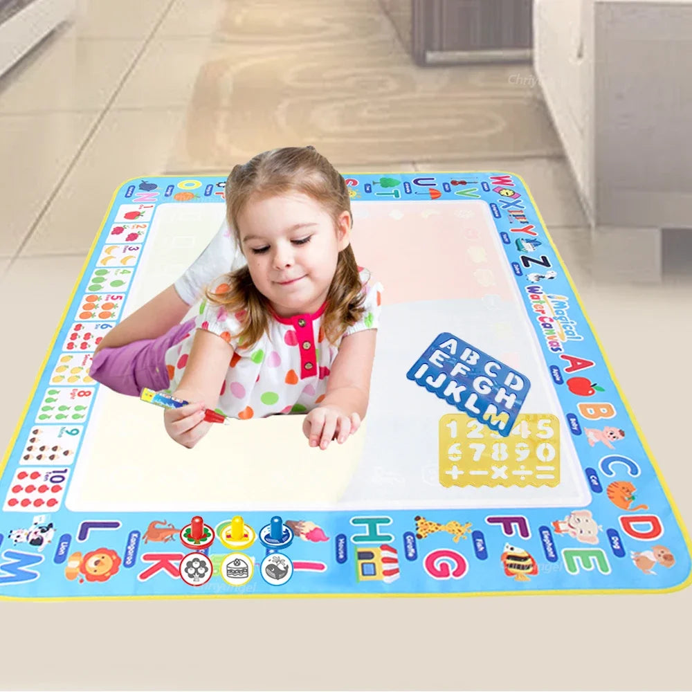 100x80CM Magic Water Drawing Mat with Reusable Magic Pens Doodle Montessori Painting Board Educational Toys Kids Gifts 39X31in by Smarsty