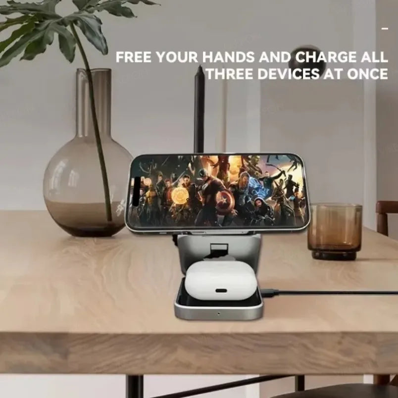 Foldable 3 In 1 Wireless Charger For iPhone And Watch - Smarsty