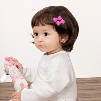 Mini Hair Bows Clip For Baby Girls Ribbon Covered Secure - Smarsty