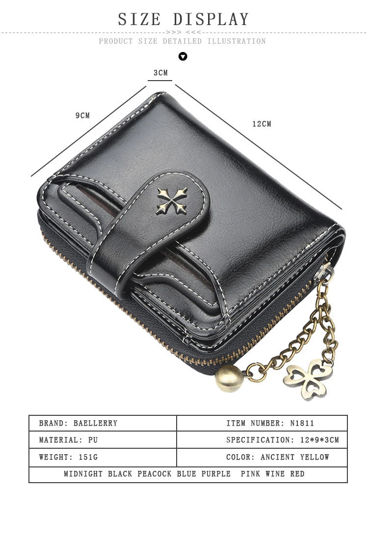 2023 New Women Wallets Fashion Short PU Leather Top Quality Card Holder Female Zipper Purse - Smarsty