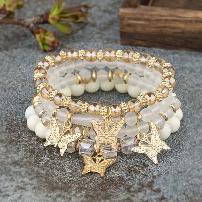 Trendy Butterfly Beaded Bracelet Set for Women - Smarsty