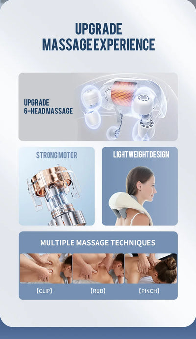 Foreverlily 26W Brushless Motor Neck And Shoulder Massager Wireless Shoulder And Back Kneading Massage Shawl Neck masajeador