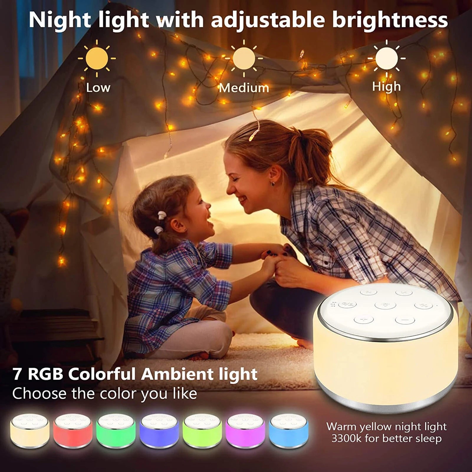 White Noise Machine For Baby Sleep Soothing Night Lights - Smarsty