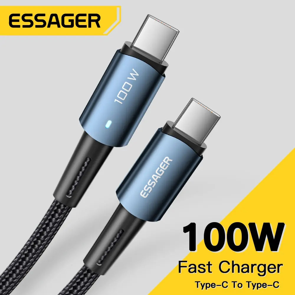 Essager PD100W 60W Type C C to C Cable Fast Charge Mobile Cell Phone Charging Cord Wire For Xiaomi Samsung Huawei Macbook iPad - Smarsty
