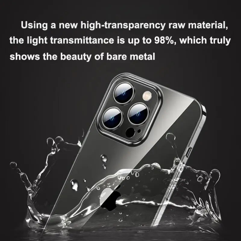 Ultra Thin PC Hard Crystal Clear Case For iPhone 17 16 15 14 Plus 13 12 11 Pro Max XR Glossy Transparent Camera Protection Cover