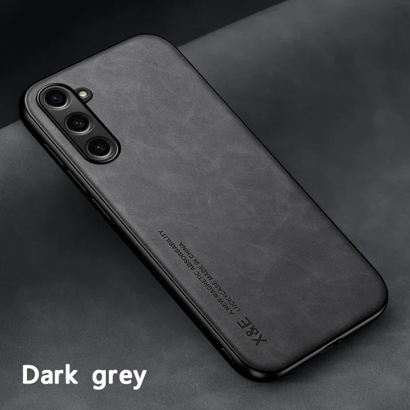 Leather Phone Case With Metal Plate For Car Mount Support - Smarsty
