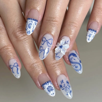 24pcs Flower Design Fake Nail Tips Full Cover - Smarsty