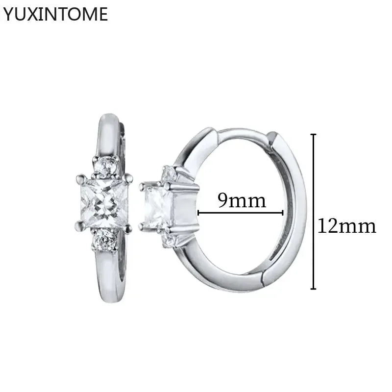 925 Sterling Silver Hoop Earrings White Crystal Luxury - Smarsty