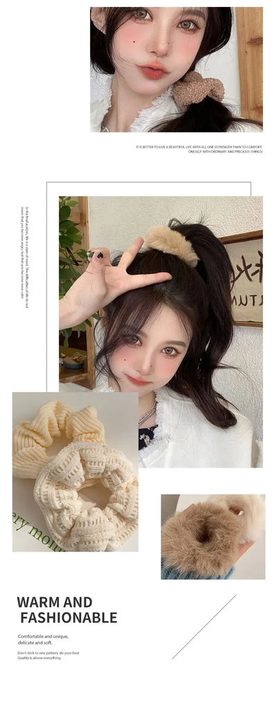 7/21 Pcs/Set Women Hair Scrunchies Set Plush Solid Hair Band for Girls Ponytail Holder Rubber Bands Hair Ties Hair Accessories - Smarsty