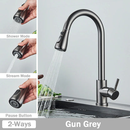 Rozin Chrome Kitchen Faucet with Pull Out Sprayer - Smarsty