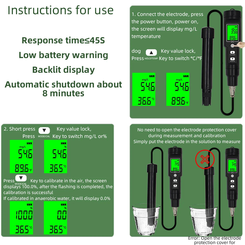 Professional Dissolved Oxygen Meter for Water Quality - Smarsty